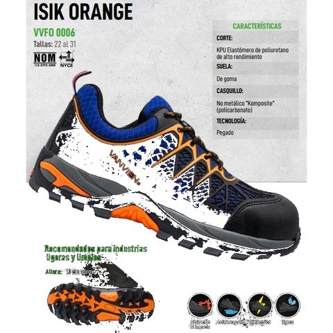 Ficha del calzado de seguridad VANVIEN ISIK Orange